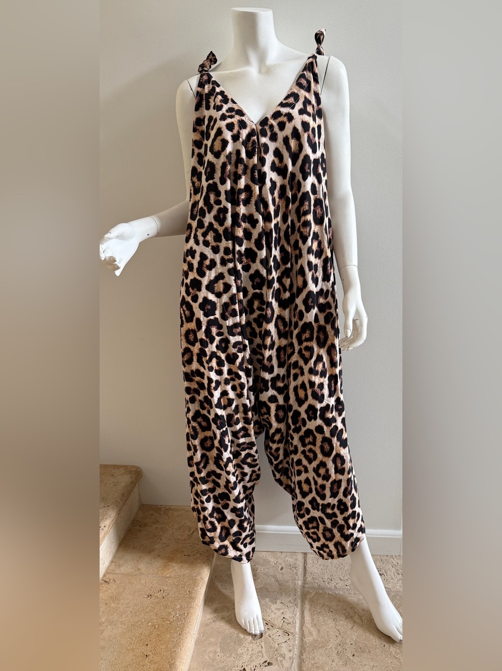 New STYLEPARK1 Leopard Animal Print Jumpsuit Maxi Jumper Rayon One Size
